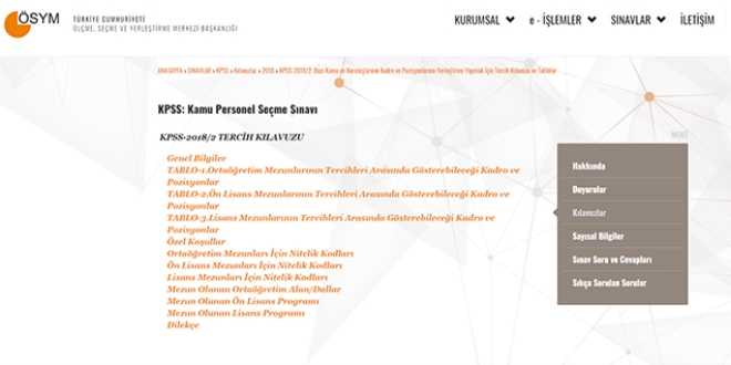 2018/2 KPSS tercih kılavuzunda 1.729 kadro yer aldı