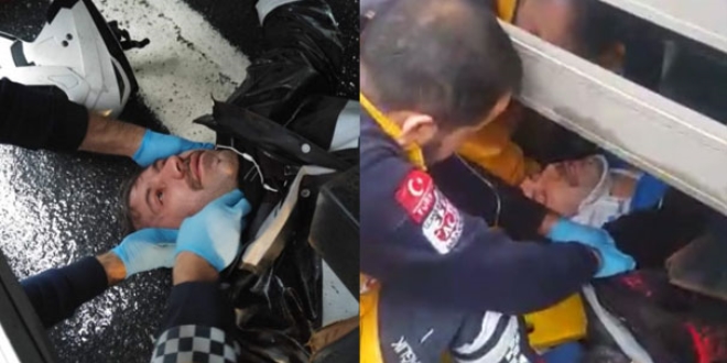 Kamyonun altında can pazarı!
