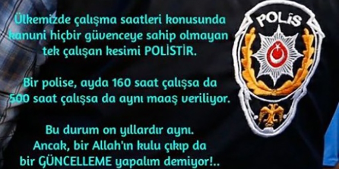 Polis memuru 'çalışma saatleri'nden şikayet etmiş