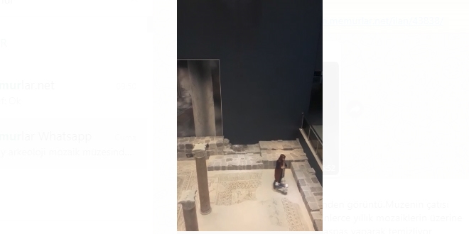 Binlerce yıllık mozaikler, paspas ile temizleniyor