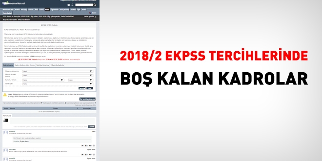 2018/2 EKPSS tercihlerinde boş kalan kadrolar