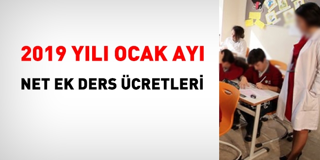 2019 yılı Ocak ayı ek ders ücretleri
