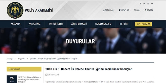 500 polis amiri alımında, sınav sonuçları açıklandı