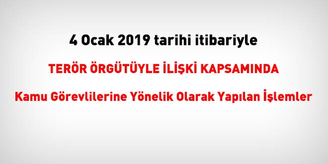 4 Ocak 2019 tarihi itibariyle FET'den haklarnda ilem yaplanlar