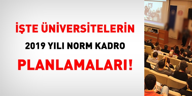 İşte üniversitelerin 2019 yılı norm kadro planlamaları