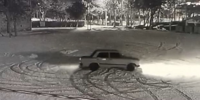 Karda drift yaparken suçüstü yakalandılar