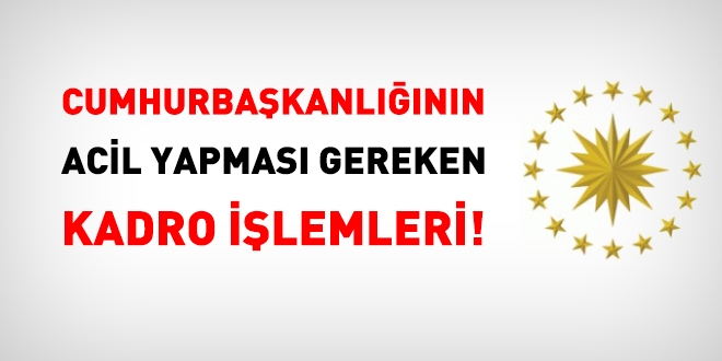 Cumhurbaşkanlığı'nın acil yapması gereken kadro işlemleri!