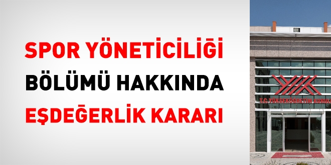 Spor Yöneticiliği Bölümü Hakkında Eşdeğerlik Kararı