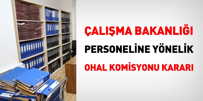 Çalışma Bakanlığı personeline yönelik OHAL Komisyonu kararı