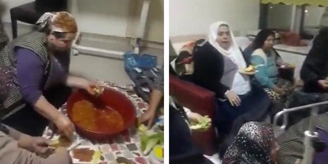 Hastane odasında çiğ köfte partisi