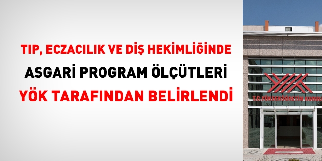 Tp, Eczaclk ve Di Hekimliinde Asgari Program ltlerini belirledi