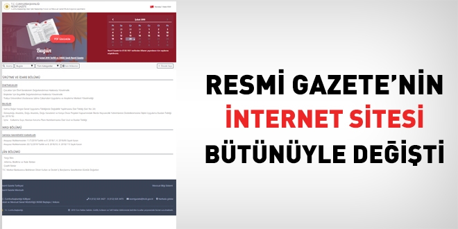 Resmi Gazete'nin internet sitesi btnyle deiti