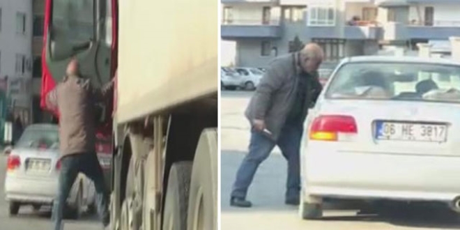 Sürücüye bıçak çekerek terör estiren şahıs yakalandı