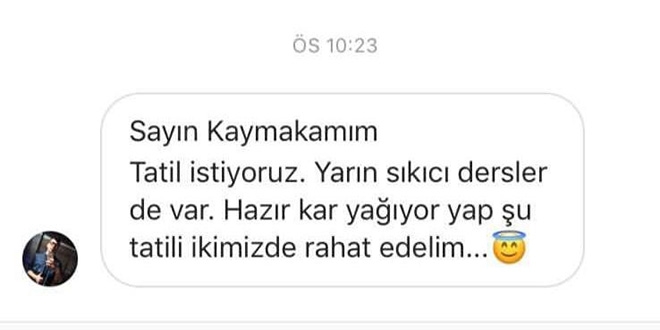 rencilerden Kaymakam'a tatil mesaj