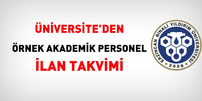 Erzincan Binali Yldrm niversitesi'nden rnek takvim ilan