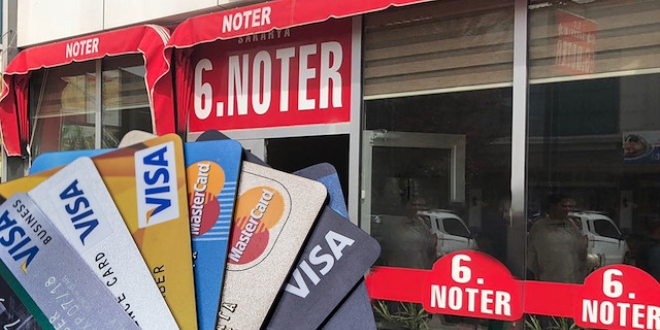 Noterde kredi kartı bankalara takıldı