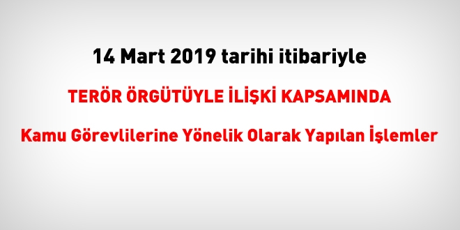 14 Mart 2019 tarihi itibariyle FET'den haklarnda ilem yaplanlar