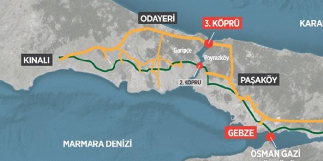 Kuzey Marmara Otoyolu'nun atalca-Yassren kesimi alyor