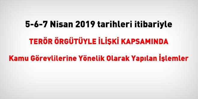 6-7-8 Nisan 2019 tarihi itibariyle FETÖ'den haklarında işlem yapılanlar