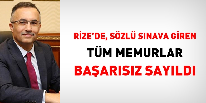Rize İl Özel İdaresi tüm memurları 'başarısız' saydı