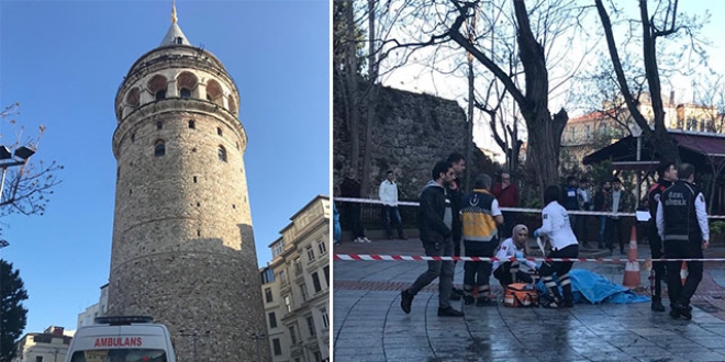 Galata Kulesi'nden bir kadın aşağıya düştü