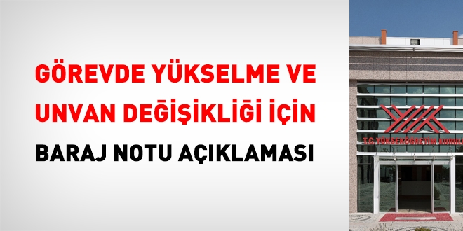 YÖK'ten, görevde yükselme ve unvan değişikliğinde, baraj notu açıklaması