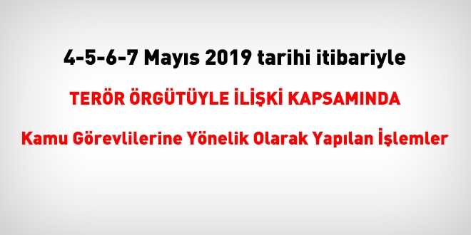 4-5-6-7 Mays 2019 tarihi itibariyle FET'den haklarnda ilem yaplanlar