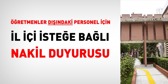 MEB'den öğretmen dışındaki personel için il içi yer değiştirme duyurusu