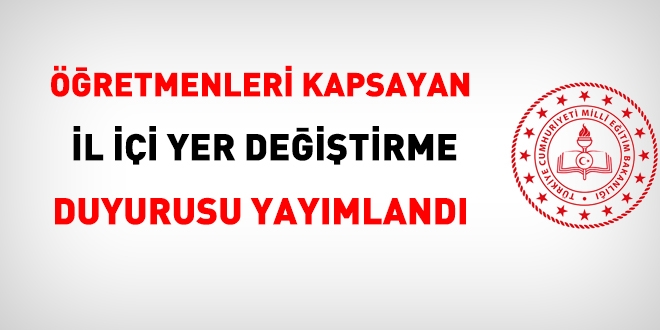 MEB, 2019 yılı öğretmen il içi yer değiştirme duyurusunu yayımladı