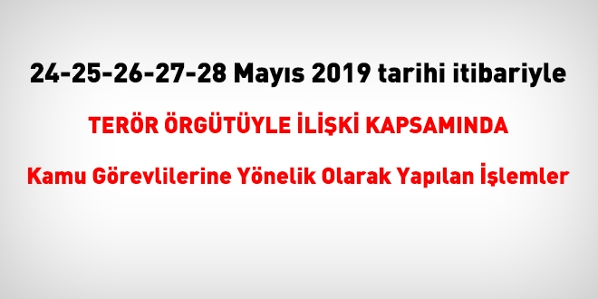 24-25-26-27-28 Mays 2019 tarihinde FET'den haklarnda ilem yaplanlar