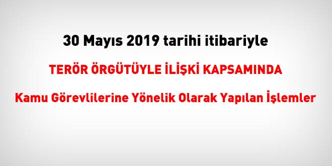 30 Mayıs 2019 tarihinde FETÖ'den haklarında işlem yapılanlar