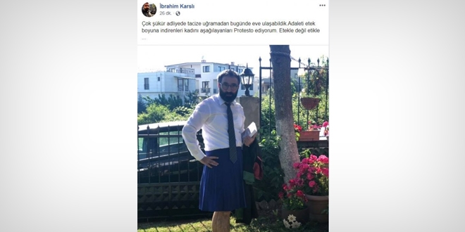Erkek avukat, tepki için 'etek' giydi