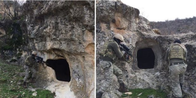 Teröristlerin 6 odalı 500 metrelik mağarası imha edildi