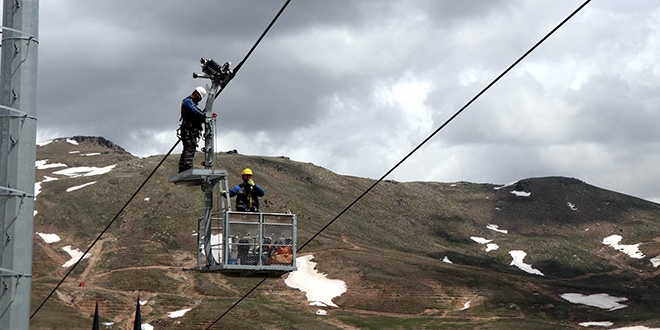 Erciyes'te teleferiklerin örümcek adamları
