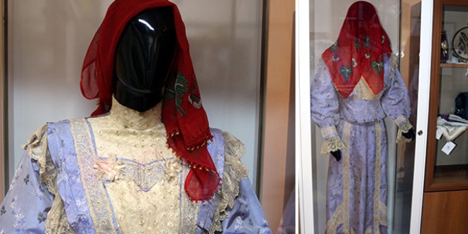 Müzede sergilenen 150 yıllık gelinlik ilgi çekiyor