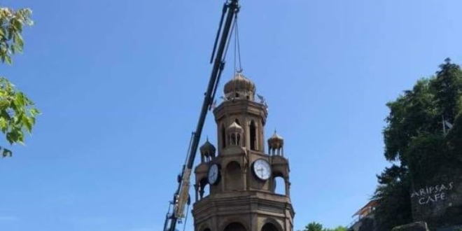 Giresun'da eski belediye dneminde ina edilen kule ykld