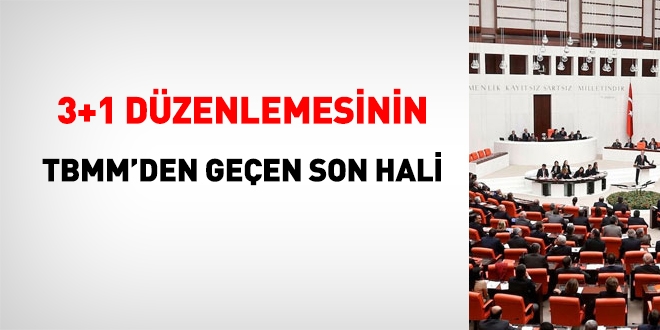 3+1 düzenlemesinin TBMM'den geçen son hali