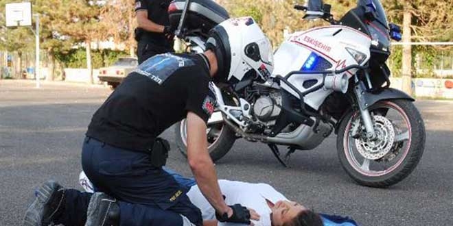Eskiehir'de motosikletli 112 ekibi greve balad