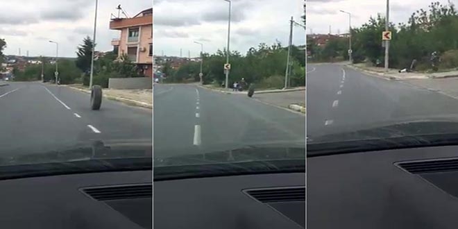Arnavutköy'de araba tekerleği küçük çocuğa böyle çarptı