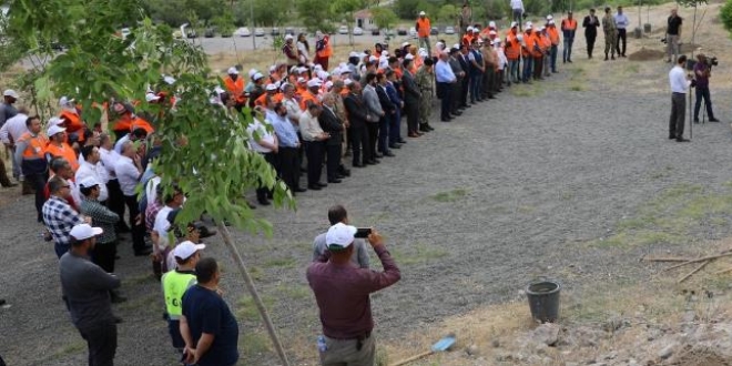 Erzincan'da 251 ehit ansna 251 adet fidan toprakla bulutu