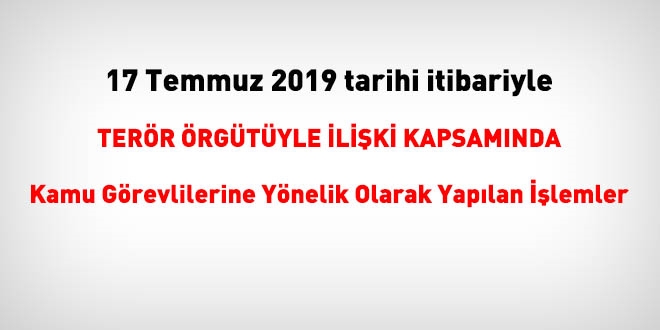 17 Temmuz 2019 tarihinde FETÖ'den haklarında işlem yapılanlar