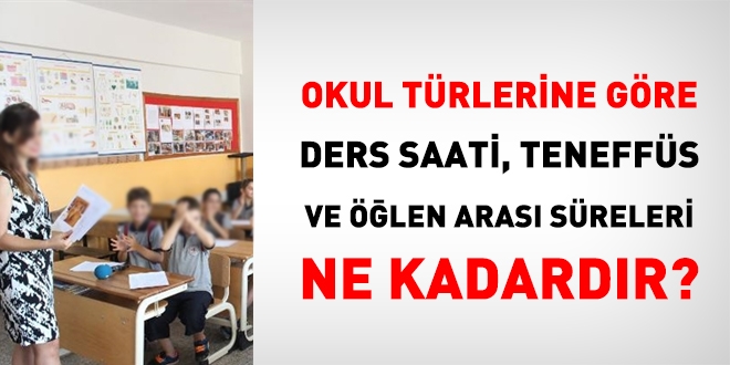 Okullarda ders saati, teneffüs ve öğle arası süreleri ne kadardır?