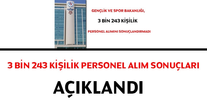 Gençlik Bakanlığı, 3 bin 243 kişilik personel alım sonuçlarını açıkladı