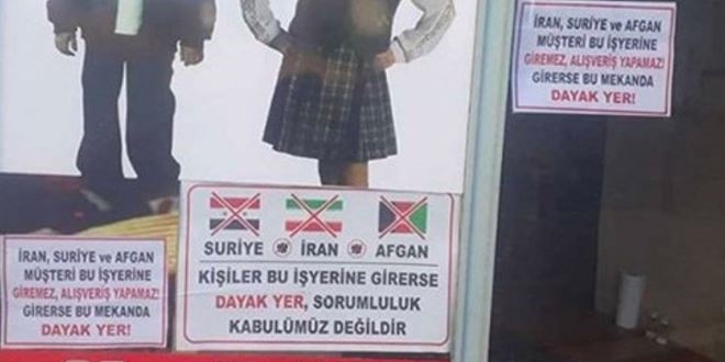'Suriyeliler giremez' yazısına uyarı