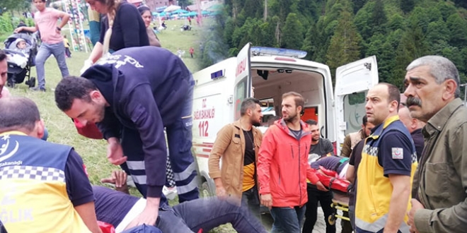 Ayder'de salncaktan den adam hastanelik oldu