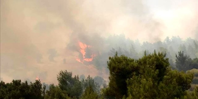 �zmir'de iki k�y yang�n nedeni ile bo�alt�l�yor