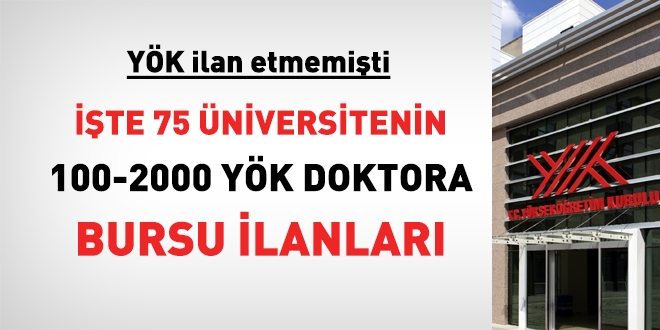 YÖK İlan Etmedi! İşte 75 üniversitenin 100-2000 YÖK Doktora Bursu ilanları