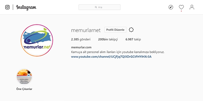 Memurlar.net'in instagram takipçi sayısı 200 bine ulaştı