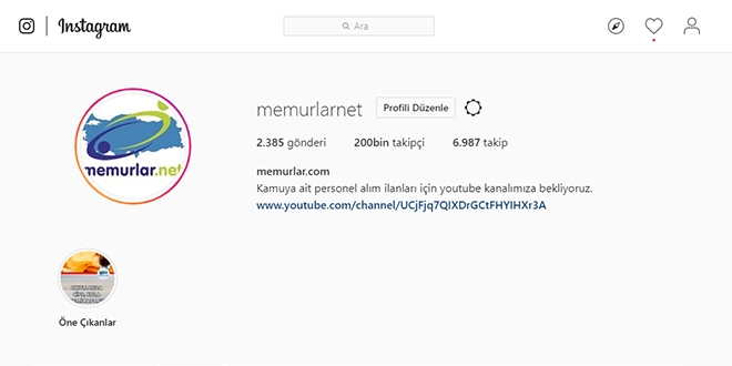 Memurlar.net'in instagram takipi says 200 bine ulat