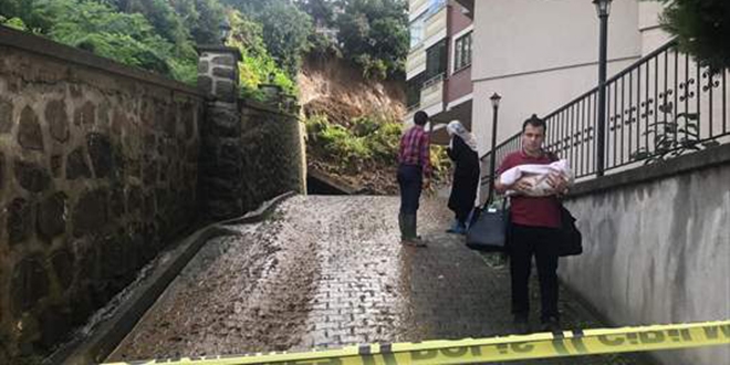 Rize'de şiddetli yağış...İstinat duvarı çöktü